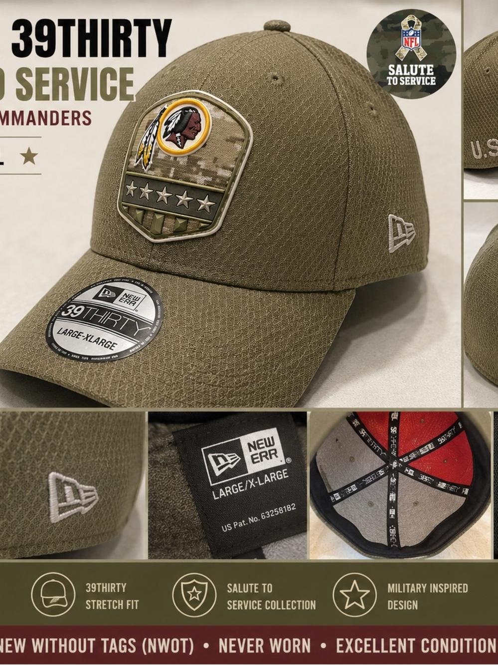 NFL New Era 39THIRTY Salute to Service Olive Stretch-Fit Hat